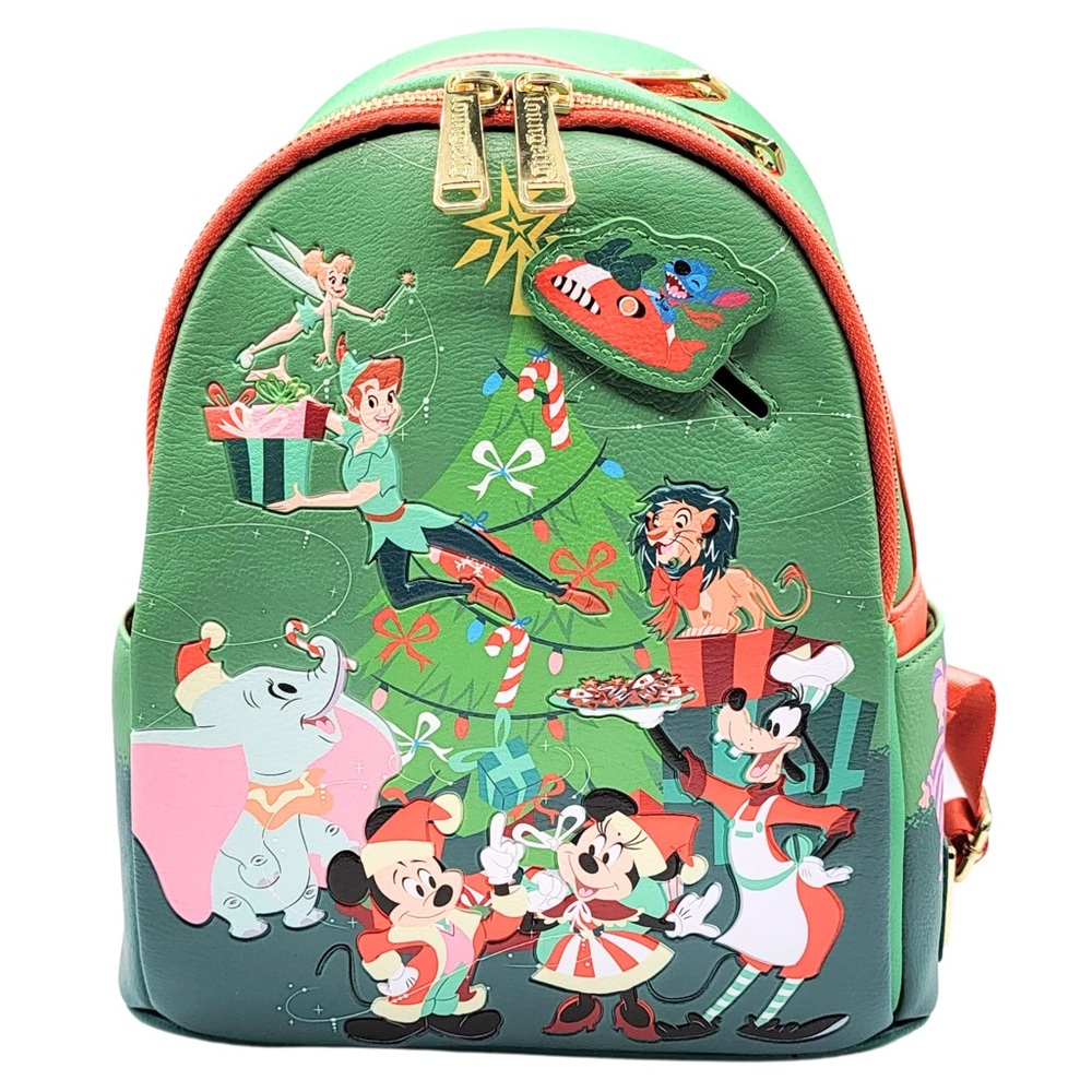 Disney Character Mickey and friend Green Christmas loungefly Backpack